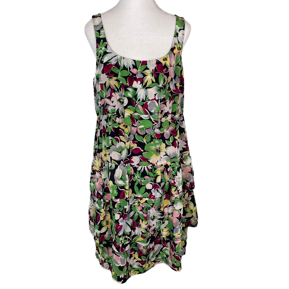 Moulinette Soeurs Floral Silk Dress Womens 10 Multi Tiered Ruffle Dainty Cottage